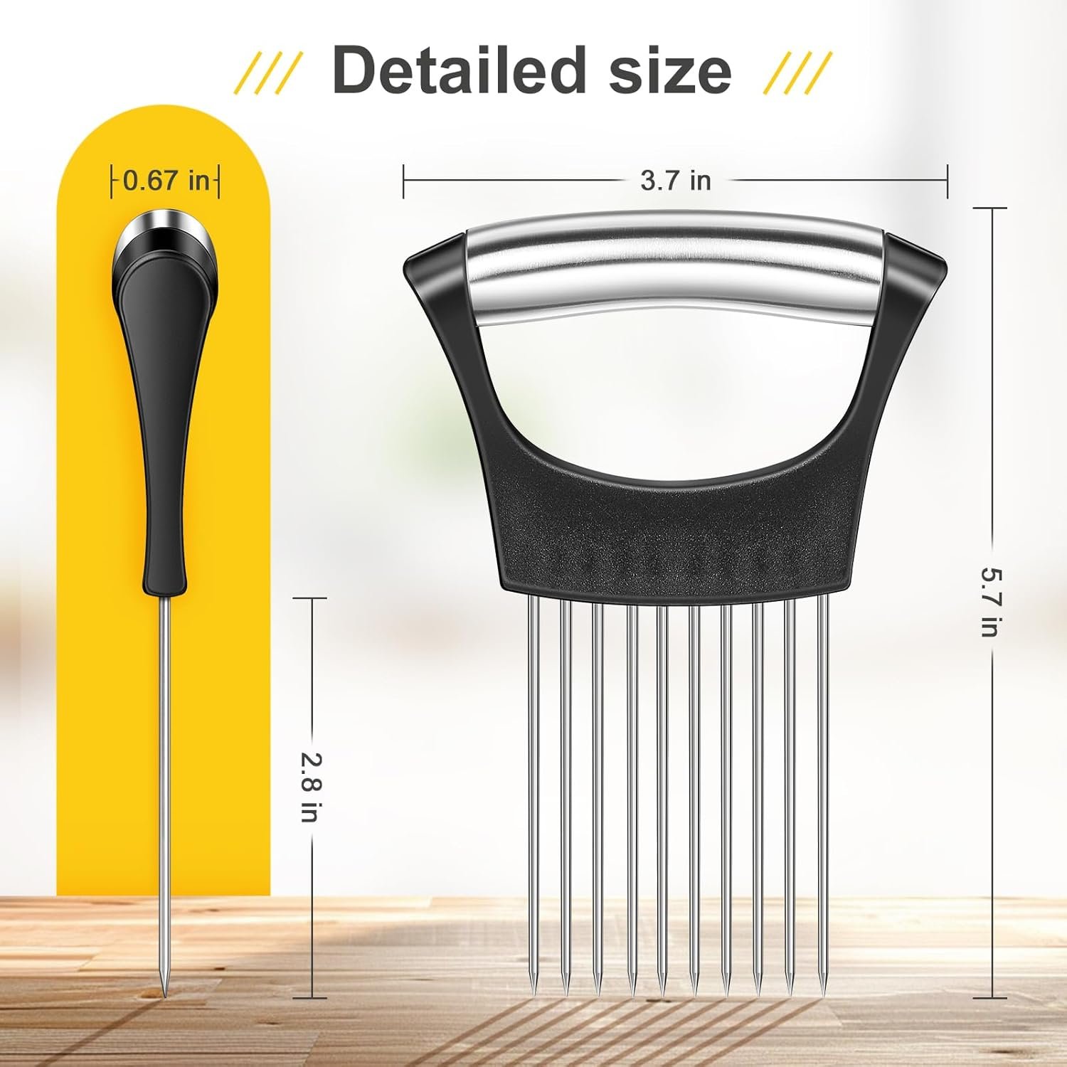 Premium Onion Slicer, Stainless Steel Onion Holder for Slicing, Kiwifruit, Tomatoes, Avocados, Eggs, Lemon, Meat, Potato, Third Generation Onion Cutter with Protective Cover - Image 3