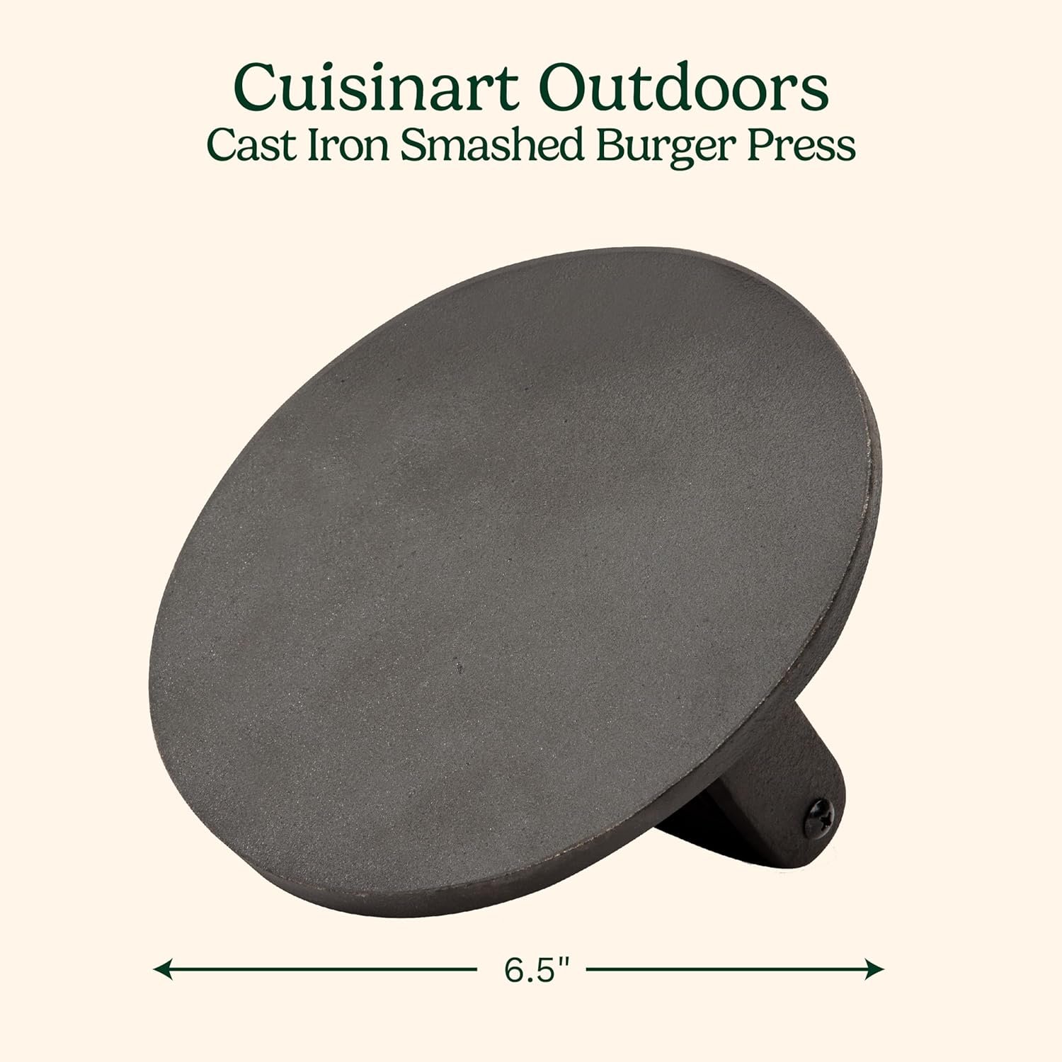 Cuisinart 6.5" Cast Iron Smashed Burger Press, Round Flat Edge Grill Press for Crispy Smash Burgers, Burger Tool for Grill and Griddle Accessories, for BBQs and Tailgates - Image 3