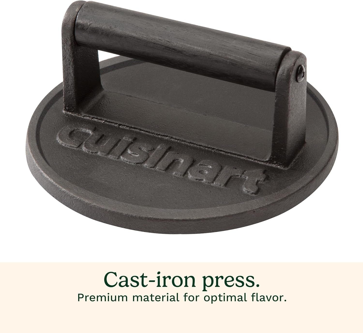 Cuisinart 6.5" Cast Iron Smashed Burger Press, Round Flat Edge Grill Press for Crispy Smash Burgers, Burger Tool for Grill and Griddle Accessories, for BBQs and Tailgates - Image 4