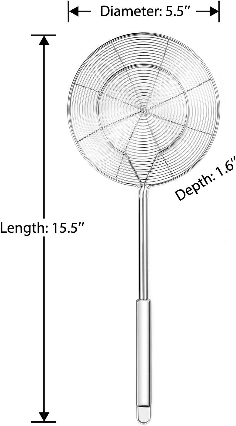 Hiware Solid Stainless Steel Spider Strainer Skimmer Ladle for Cooking and Frying, Kitchen Utensils Wire Strainer Pasta Spoon, 5.4 Inch - Image 3