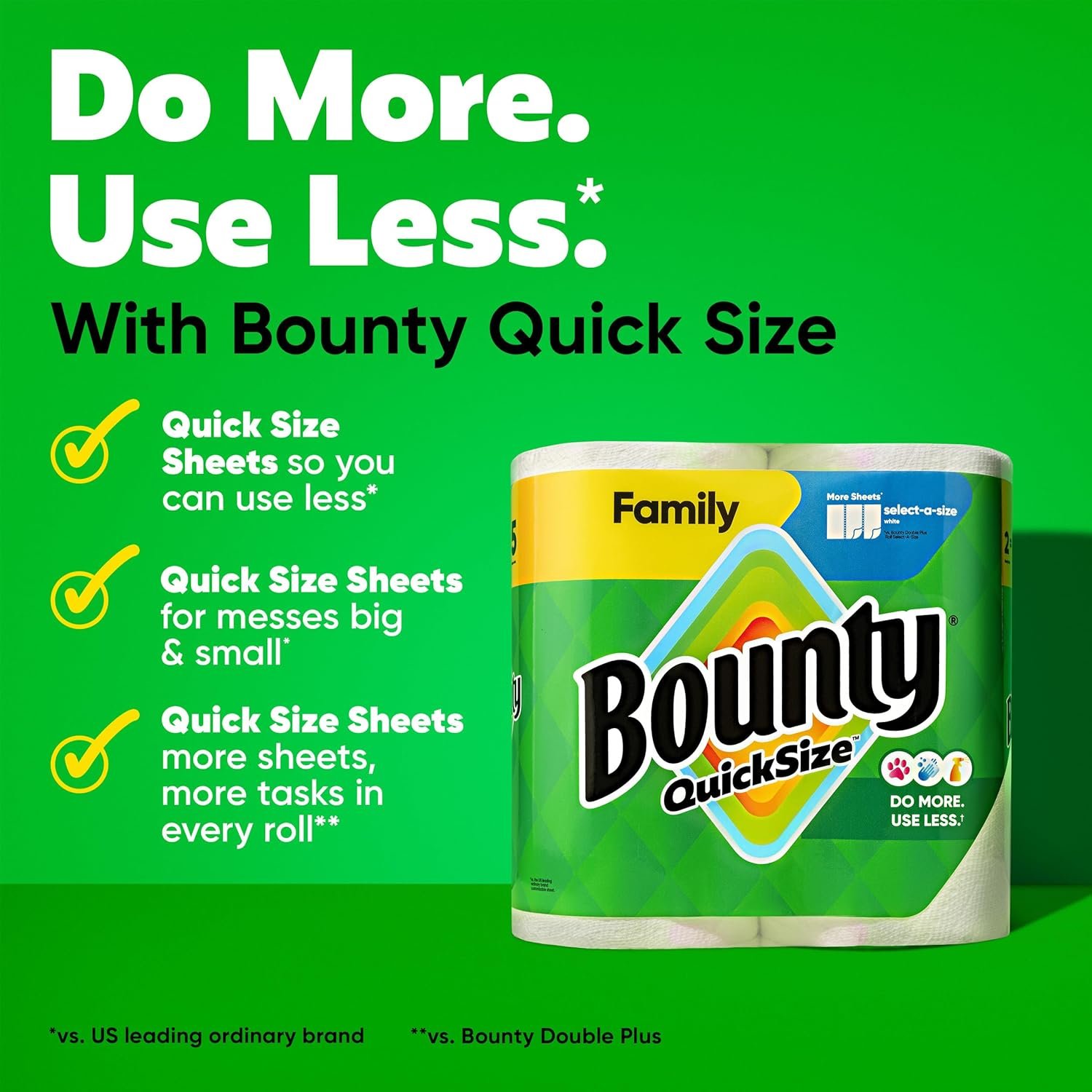 Bounty Quick Size Paper Towels, White, 8 Family Rolls - Image 3