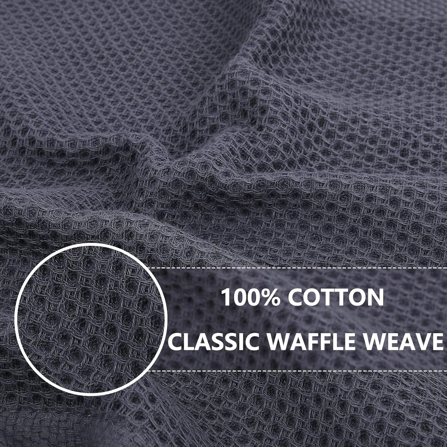 Homaxy 100% Cotton Waffle Weave Kitchen Dish Cloths, Ultra Soft Absorbent Quick Drying Dish Towels, 12 x 12 Inches, 6-Pack, Dark Grey - Image 3