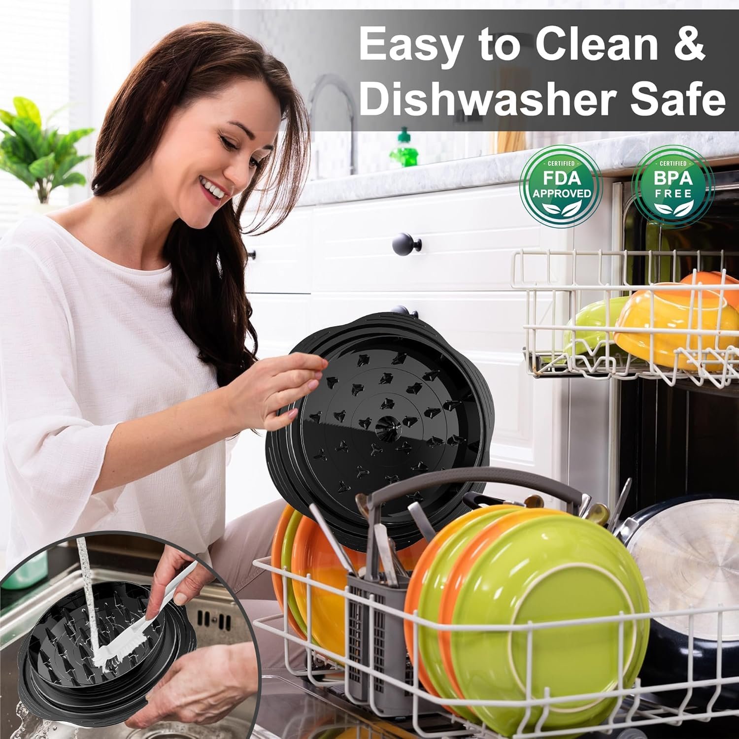 Chicken Shredder Large Chicken Breast Shredder Tool Twist with Brush&Fork, Visible Meat Shredder Machine, Strong Anti-Slip Strip, Ergonomic Handle, BPA Free, Suitable for Pork Beef Chicken - Image 5