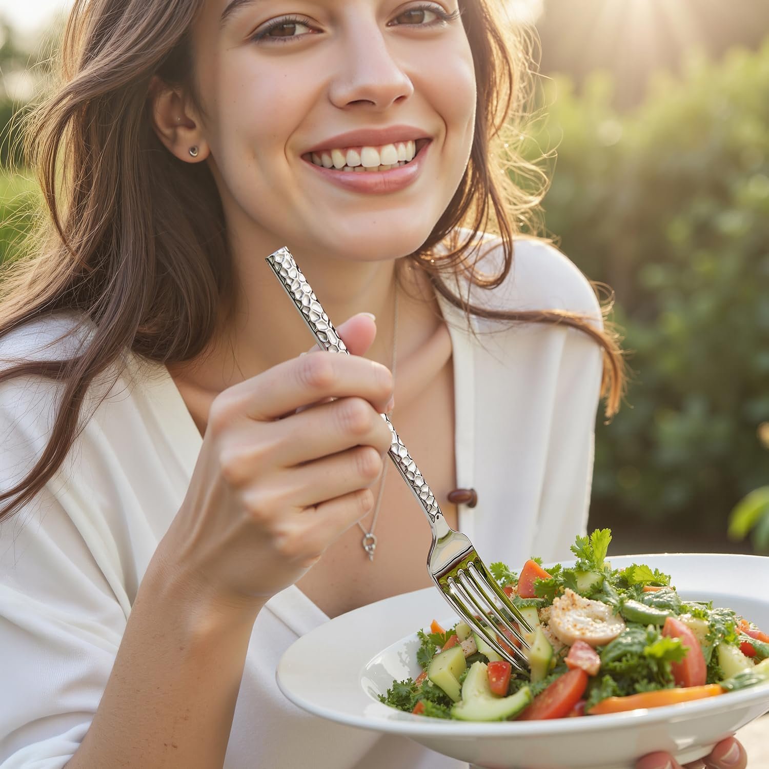 KINGSTONE 20 Piece Hammered Silverware Set, 18/10 Stainless Steel Flatware Set for 4, Cutlery Set for Home, Party, Wedding, Mirror Polished Dishwasher Safe - Image 9