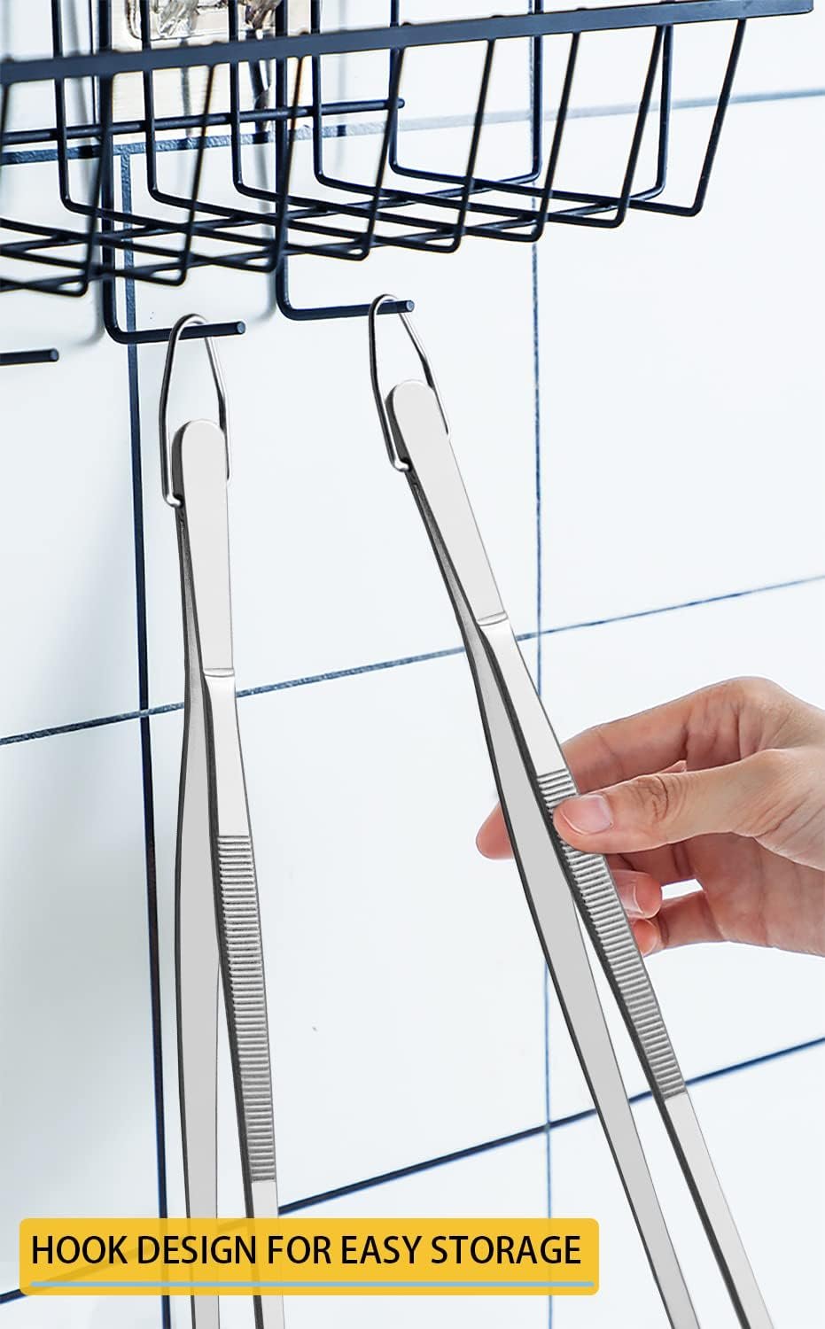 JETKONG 2 Pcs 12-Inch Kitchen Tweezers Fine Tweezer Tongs, Extra-Long Stainless Steel Cooking Tweezers (Silver) - Image 5