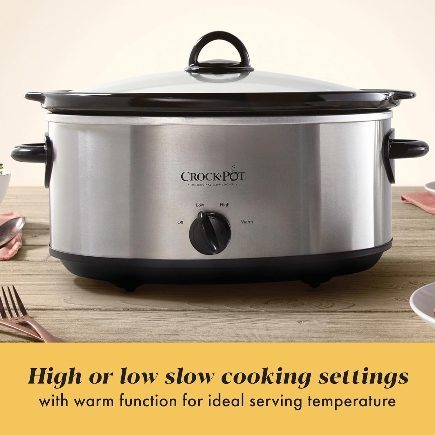 Crock-Pot 7 Quart Oval Manual Slow Cooker, Stainless Steel (SCV700-S-BR), Versatile Cookware for Large Families or Entertaining - Image 4