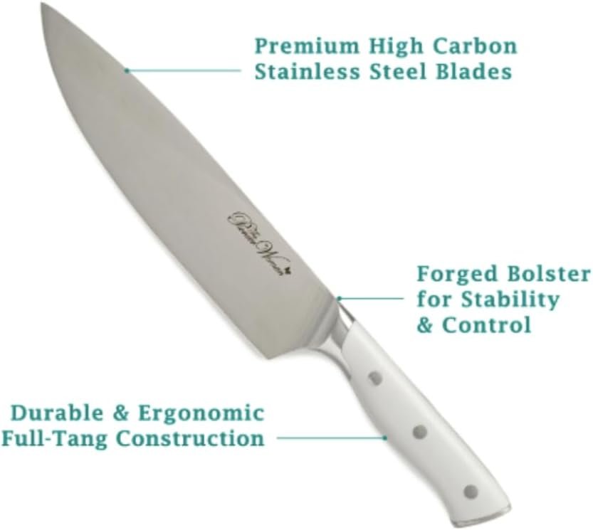 14-Piece Stainless Steel Knife Block Set, Forged High-Alloy Blades, Full-Tang Handles, Acacia Wood Block, Pioneer Woman Gray - Image 3