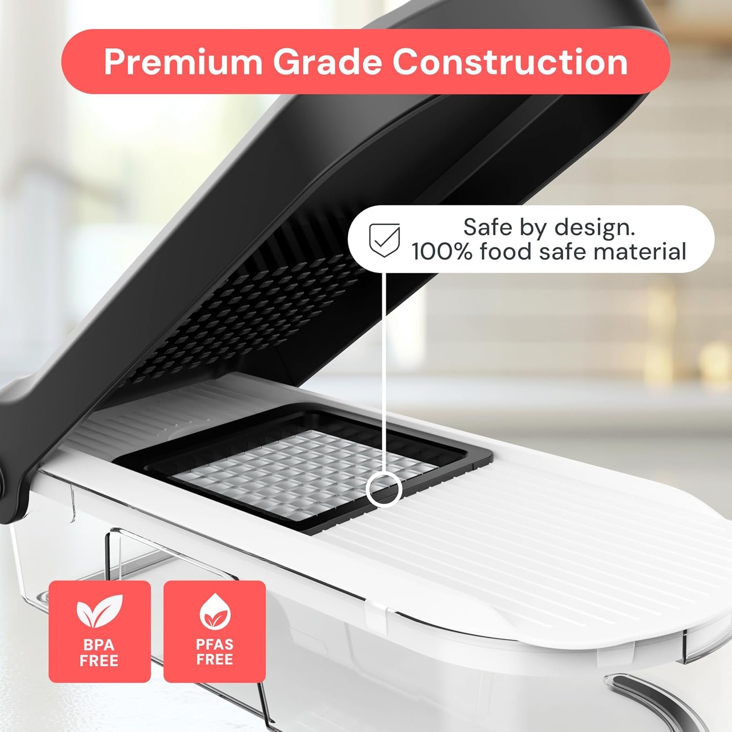 Fullstar Mandoline Slicer for Kitchen - Vegetable Chopper, Onion Potato Food Veggie Fruit Slicer and Cutter with Container, Kitchen Gadgets & Gifts, Home Essentials (6-in-1, White/Black) - Image 6