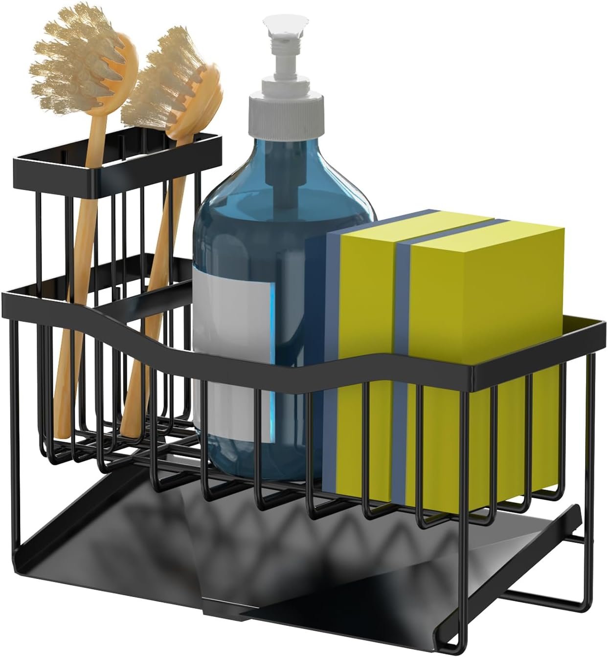 Maifan Sink Caddy Sponge Holder for Kitchen with Brush Holder and Stainless Steel Self Drain Tray, Rustproof Kitchen Sink Organizer for Sponge, Soap Dispenser Storage Accessories - Image 8