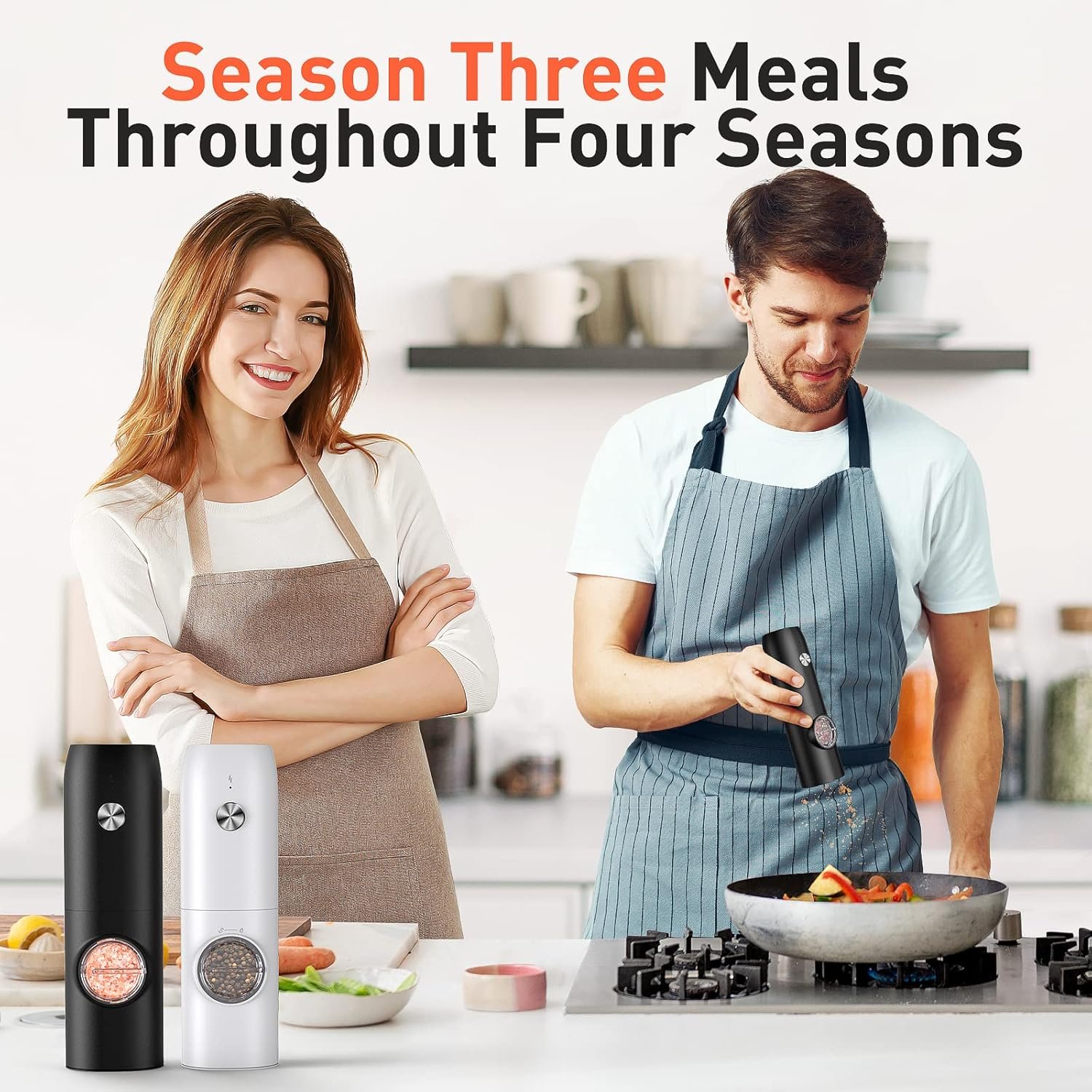 Electric Salt and Pepper Grinder Set-Rechargeable Automatic Pepper Mill Grinder with LED Home Gifts for Women, USB Adjustable Coarseness shakers, One-Hand Operation for Kitchen Appliances - Image 8