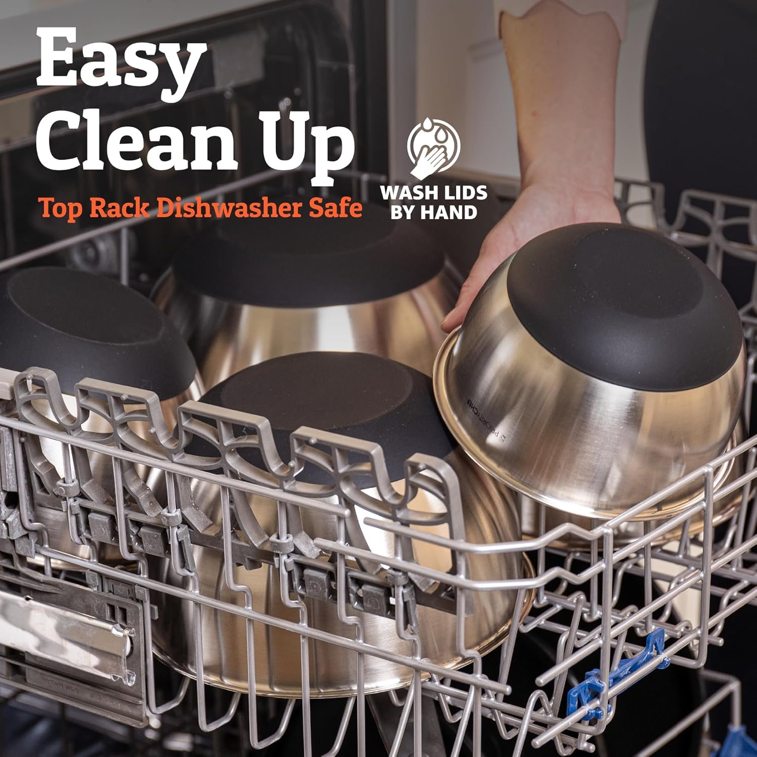 Priority Chef Premium Mixing Bowls With Lids Set, Airtight Lids, Thicker Stainless Steel, Non-Slip Base, 5 Nesting Steel Bowls for Kitchen, Large Prep Metal Bowl Set 1.5/2/3/4/5 Qt, Black - Image 7