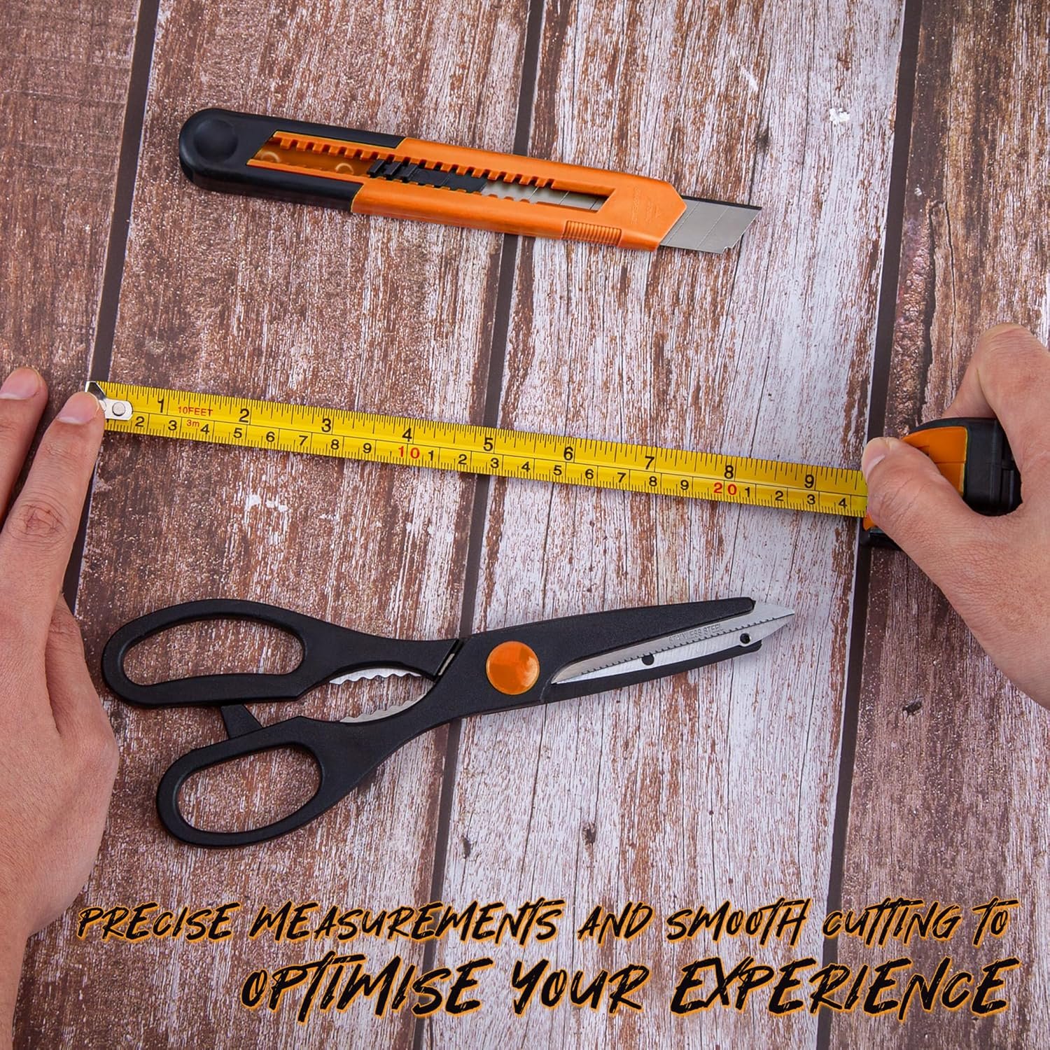 CARTMAN 39 Piece Tool Set General Household Hand Kit with Plastic Toolbox Storage Case Orange - Image 5