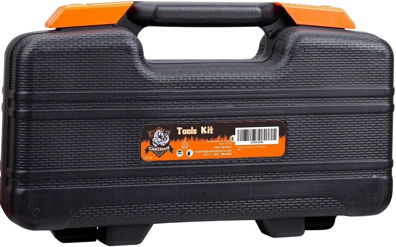 CARTMAN 39 Piece Tool Set General Household Hand Kit with Plastic Toolbox Storage Case Orange - Image 8