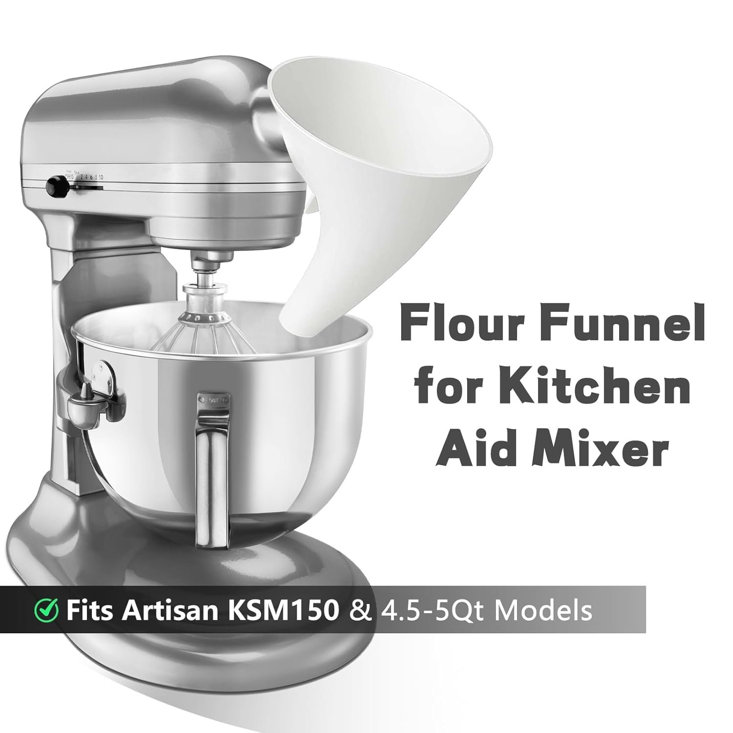 2026 New Flour Funnel for Ktichen Aid Mixer, Easy-Pour Funnel for Dry and Wet Ingredients Like Flour, Sugar and Eggs, Prevents Overflow and Mess for Clean Kitchen Counter, Easy to Clean (White) - Image 3