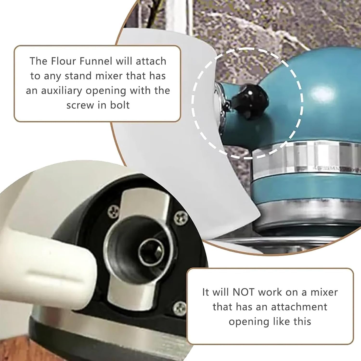 2026 New Flour Funnel for Ktichen Aid Mixer, Easy-Pour Funnel for Dry and Wet Ingredients Like Flour, Sugar and Eggs, Prevents Overflow and Mess for Clean Kitchen Counter, Easy to Clean (White) - Image 6