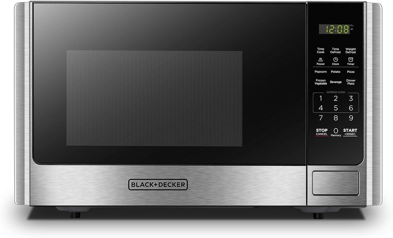 BLACK+DECKER Digital Microwave Oven with Turntable Push-Button Door, Child Safety Lock, Stainless Steel, 0.9 Cu Ft - Image 2