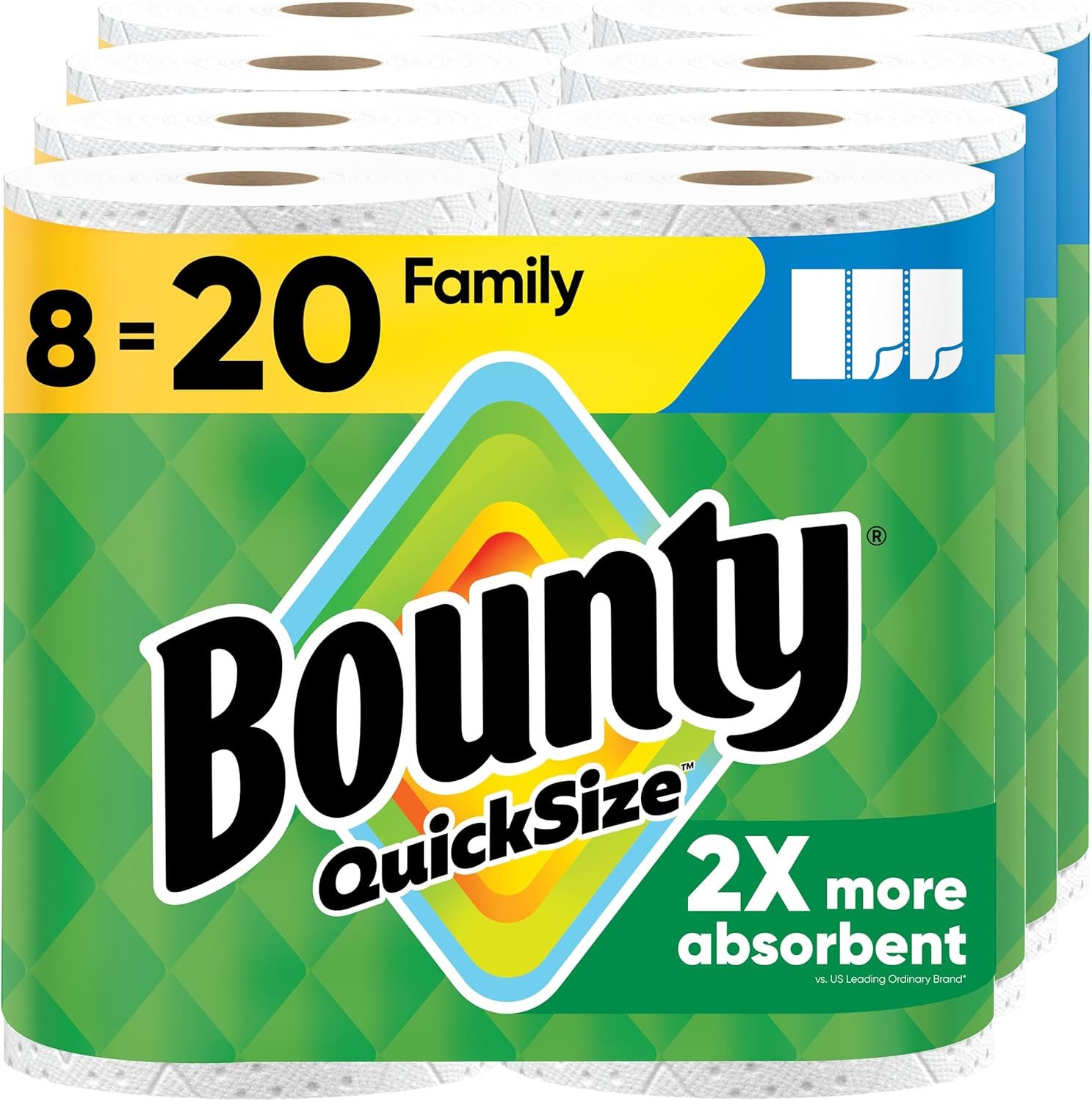 Bounty Quick Size Paper Towels, White, 8 Family Rolls - Image 2
