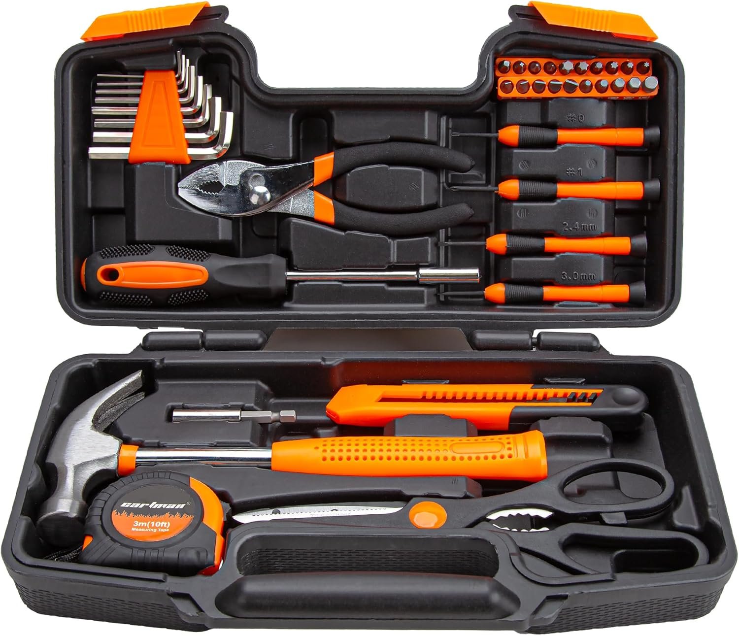 CARTMAN 39 Piece Tool Set General Household Hand Kit with Plastic Toolbox Storage Case Orange - Image 2