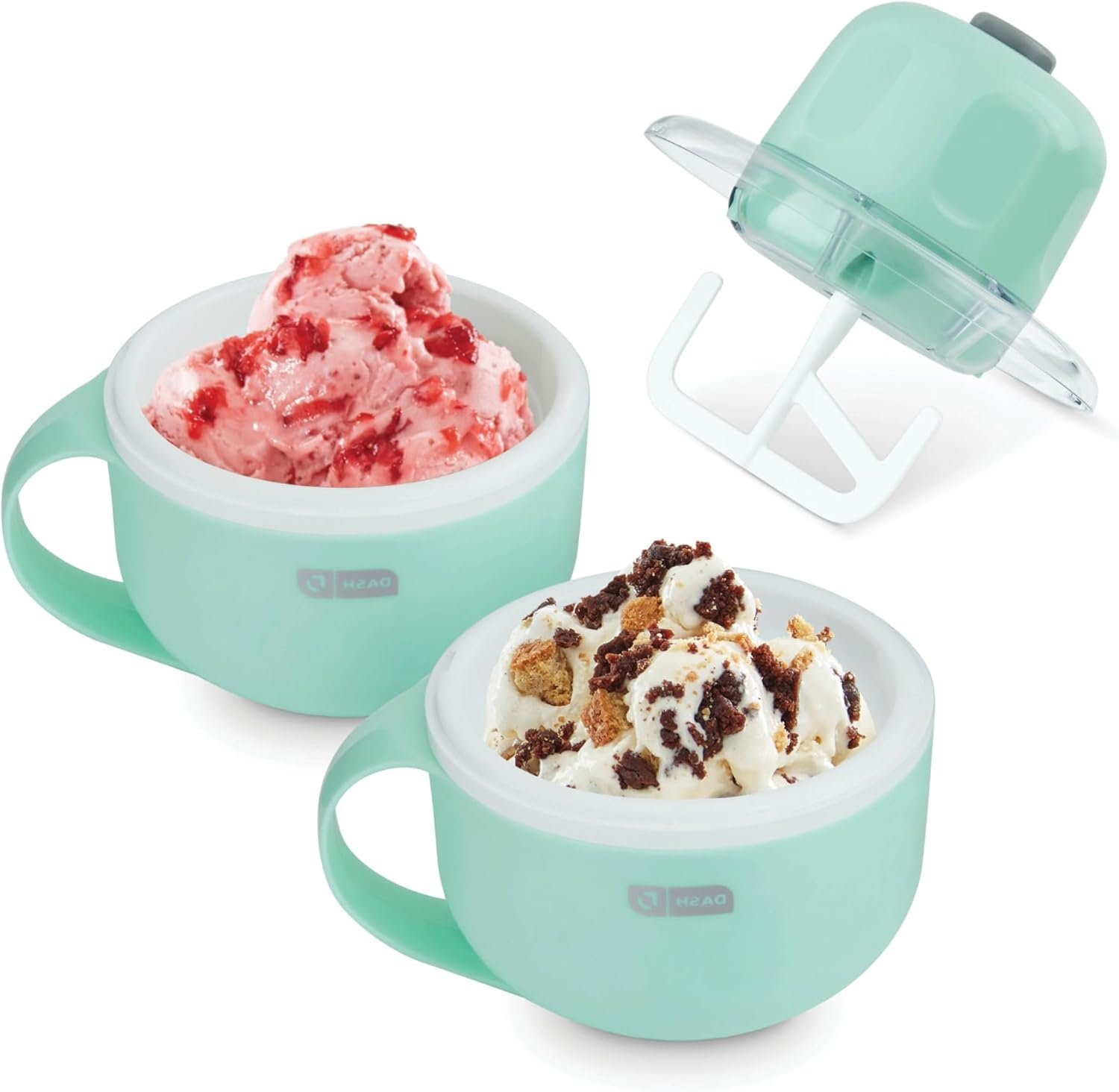 Dash My Mug Ice Cream Maker - Makes Single Serving of Gelato, Frozen Yogurt, Sorbet & More - Easy to Clean & Use - Aqua, 2 Bowls - Image 2