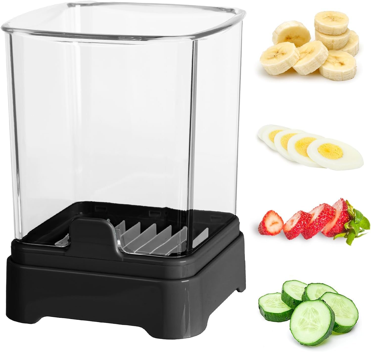 Fruit Slicer Cup for Strawberry, Banana, Hard-Boiled Egg - Detachable Cutter with Push Plate - Rapid & Safe Slicing Kitchen Gadget for Quick Meal Prep (Black) - Image 2