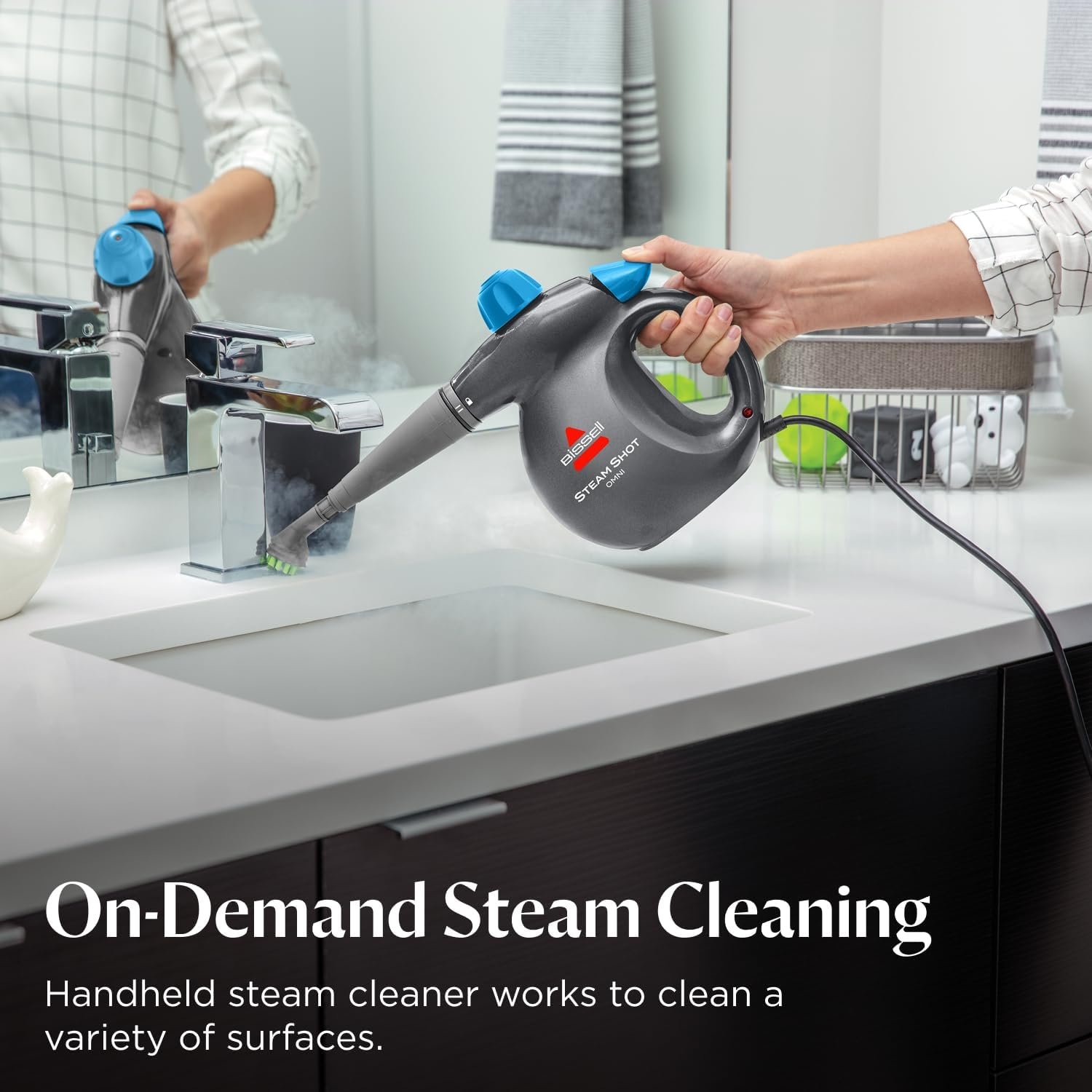 BISSELL Steam Shot Omni Pressurized Handheld Multi-Surface Natural Portable Steam Cleaner with 7 tools for tile, grout, windows, bathrooms, kitchen, auto - Image 3