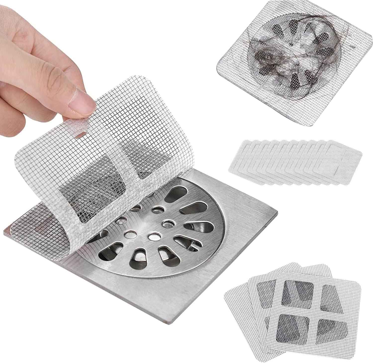 Disposable Hair Drain Stickers, 2025 Upgraded Disposable Floor Drain Filter Stickers, Bathroom Shower Drain Protector, Mesh Cover Floor Drain Sticker for Kitchen Bathroom Tub (10) - Image 2
